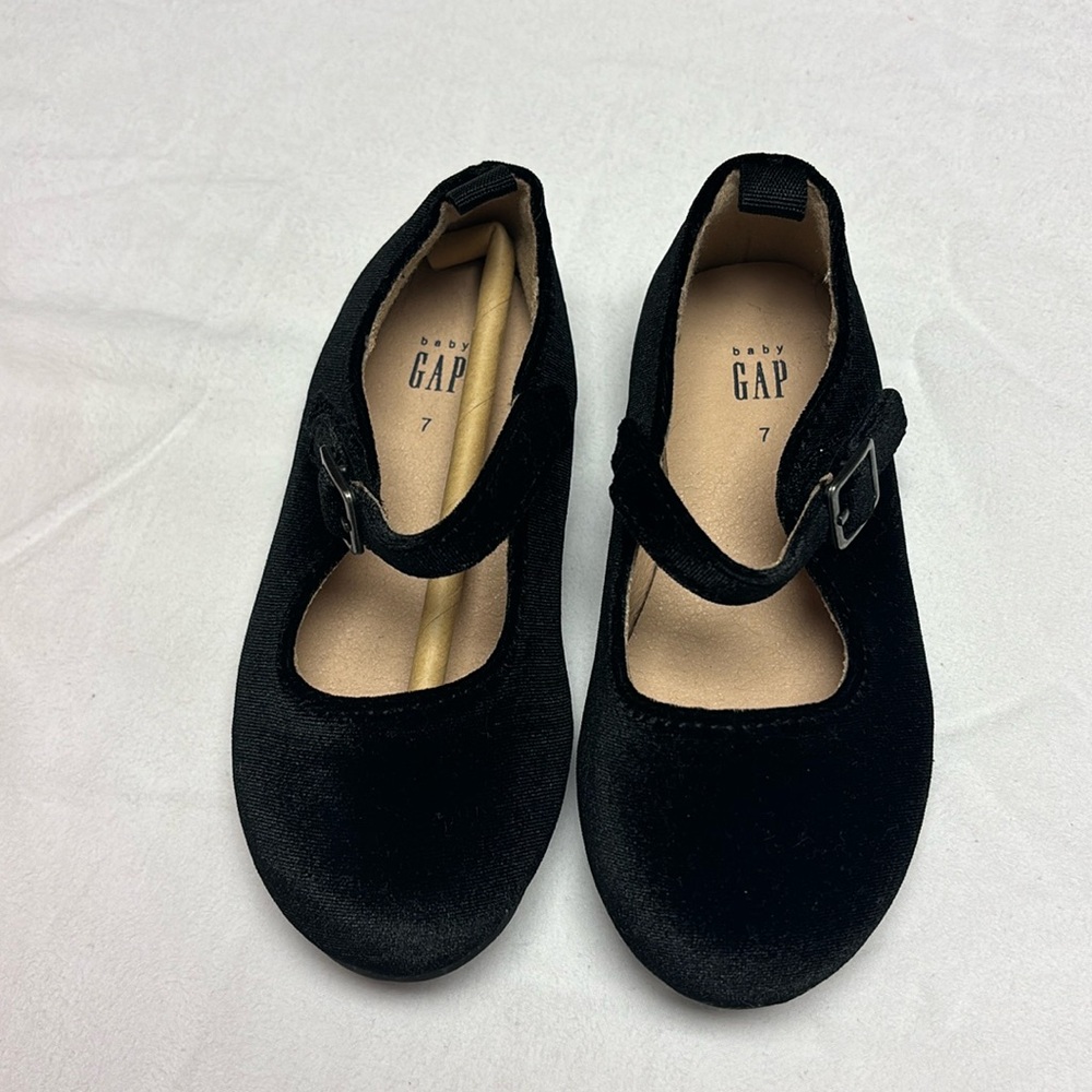 Toddler Girls Black Velvet Dress Shoes
